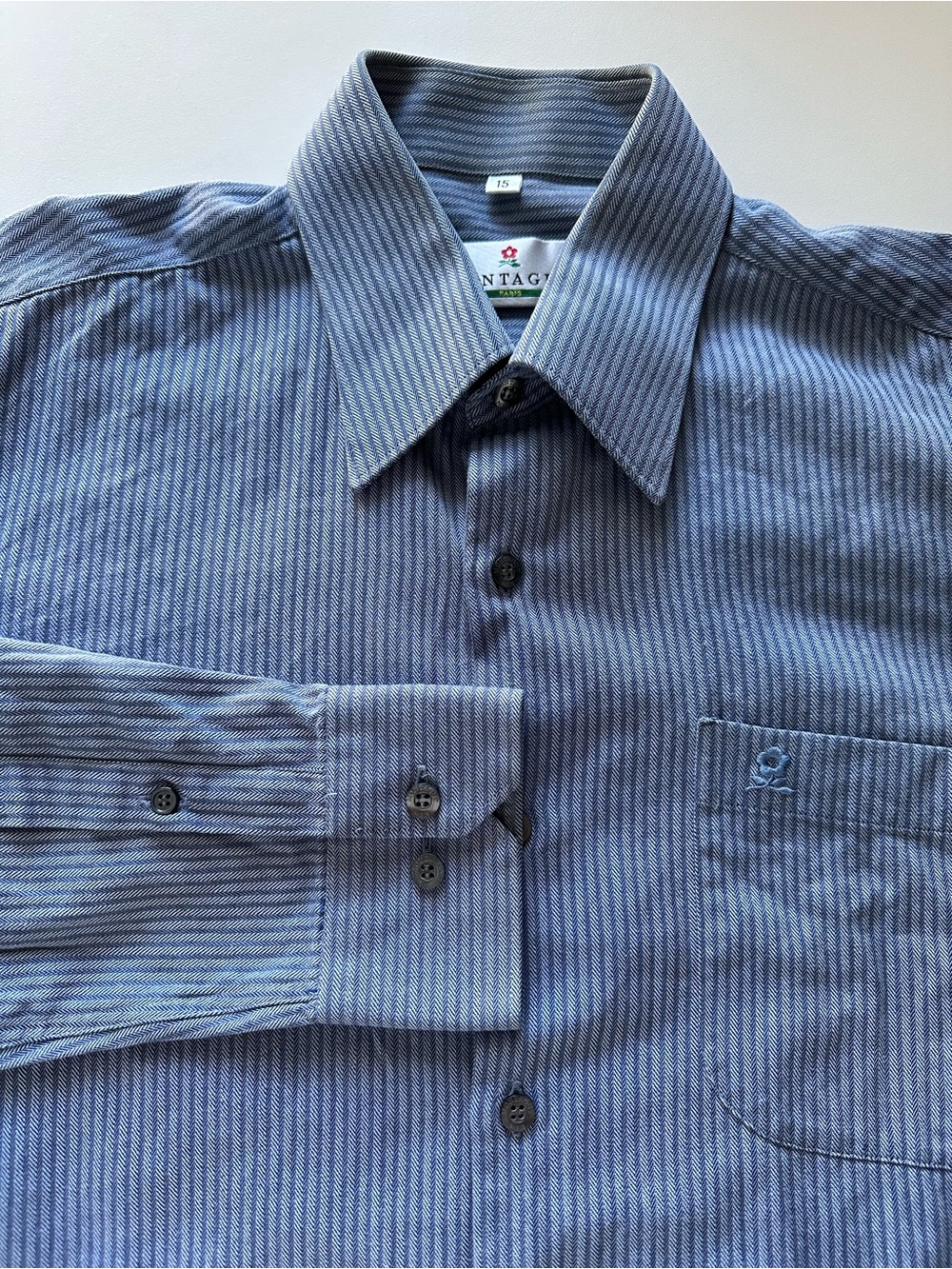 Montagut Paris Men's Striped Cotton Dress Shirt in Blue - Classic Long Sleeve